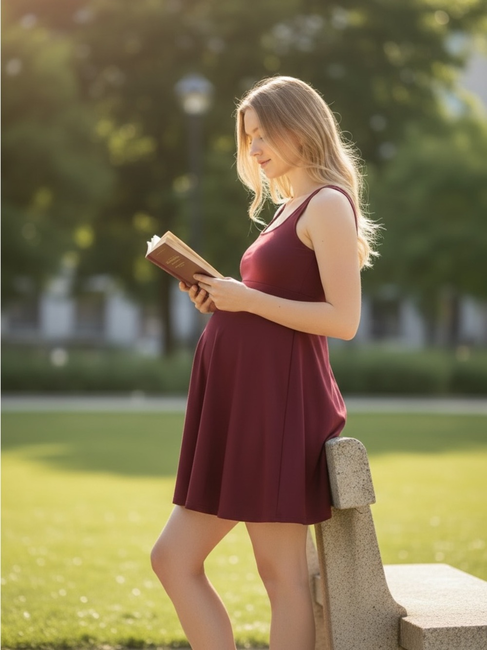 SHEIN Maternity Burgundy Skater Dress Medium
